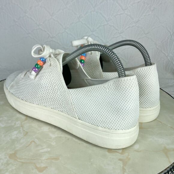 Lucky Brand Sneakers Women Sz 8.5 White Knit Lenuda Casual Lace Up Comfort Shoes - Picture 6 of 11